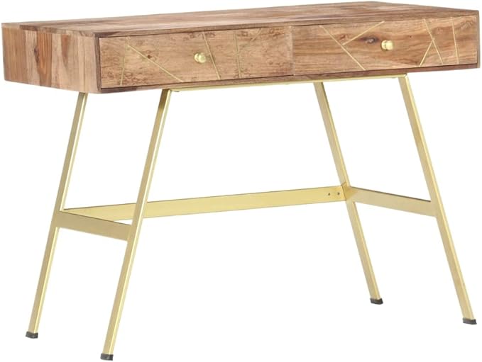 Writing Computer DeskHome Computer DeskLaptop TableIndustrial Simple Workstation Tablefor Small SpaceHome Office TableWriting Desk with Drawers 39.4x21.7x29.5 Solid Sheesham Wood