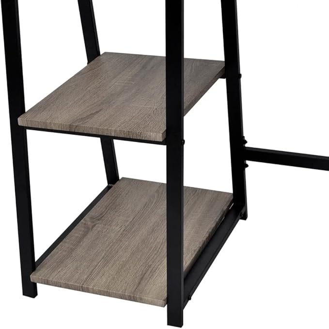 Writing Table Computer Desk Home Office Study Desk with 2-Tier Shelves Industrial Simple Style PC Gaming Desk Workstation for PC Laptop Notebook Gray