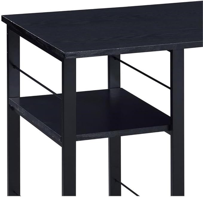 BOWERY HILL Writing Desk Wooden Top with Black Metal Open Base 47 W x 19 D x 28 H 2-Shelf Design Rustic Industrial Style Particle Board and Paper Veneer Home Office Desk with Storage