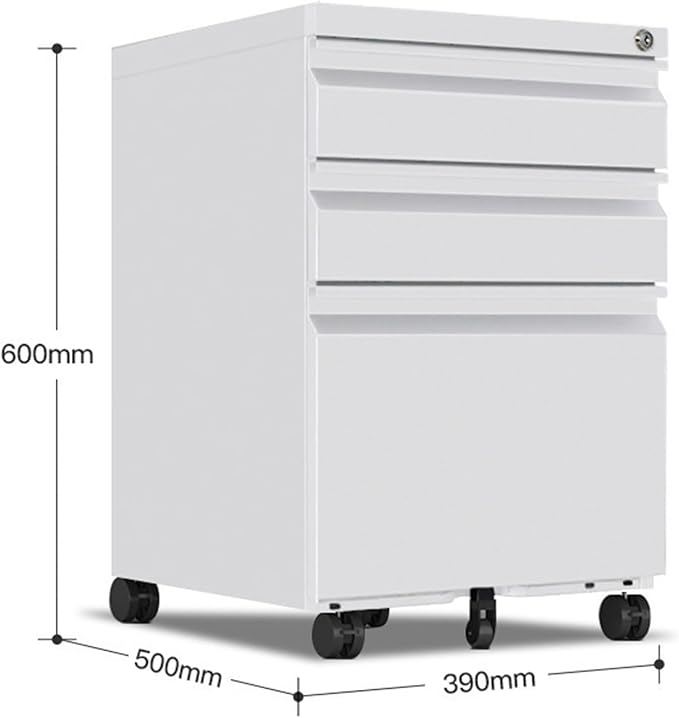 Filing Cabinets for Home Office 3 Drawer File Cabinet Rolling File Cabinet for Letter File Anti-tilt Design Office Drawer Cabinet Under with Lock Space-Saving