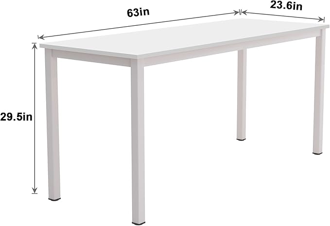 soges 63 inches Large Size Table Computer Desk Home Office Table Writing Desk Study Table Computer Workstations PC Desk Gaming Desk Modern Simple StyleWhite