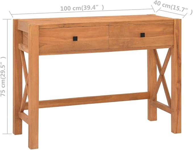 39.4 Inch Computer Home Office Desk with 2 Drawers Wood Console Table Study Writing Table PC Laptop Work Table Workstation for Space Saving Design Rustic Brown