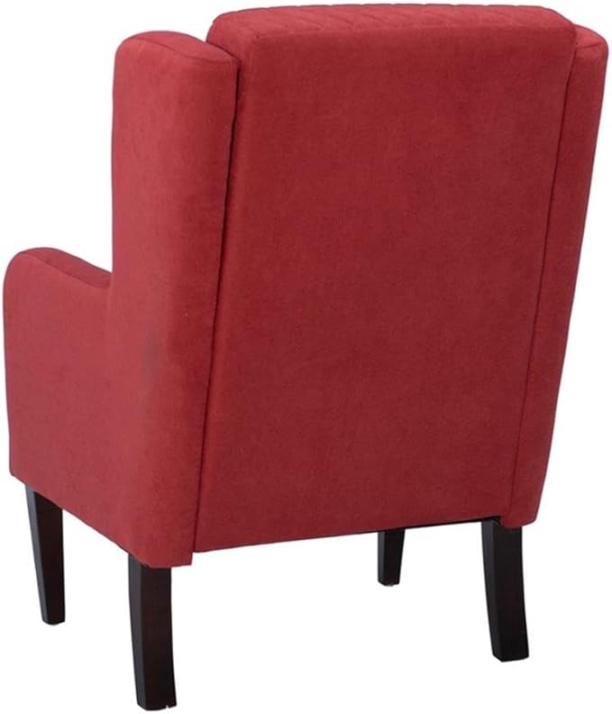 Linon Paulo Upholstered Wingback Accent Chair with Quilted Back &amp Seat in Rust