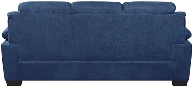 Pemberly Row Contemporary Fabric Upholstered Sofa Blue Textured Upholstery Solid Wood and Plywood Frame Pocket Coil Padding Faux Wood Legs 51.5 Seat Width Modern Living Room Seating