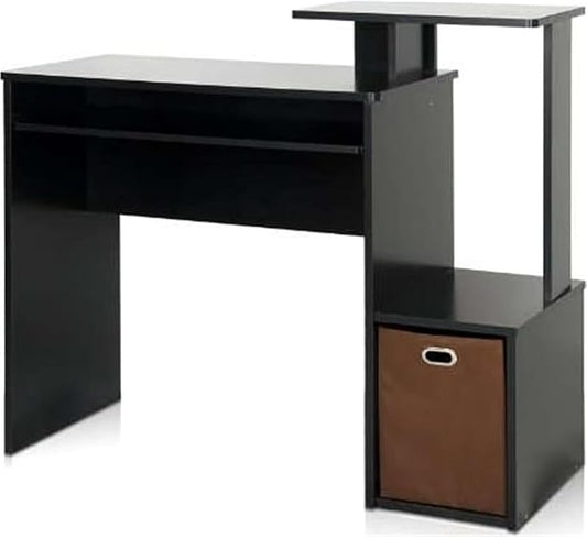 Maykoosh Writing Desk - Compact Computer Desk with Keyboard Drawer &amp CPU Storage - Modern Home Office Desk