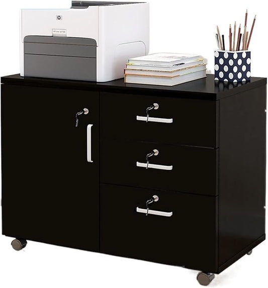 HASMI Filing Cabinet Thicken Wood Filing Cabinet Mobile Storage Cabinet for Closet/Office 3-Drawer with Door File Cabinet Storage for Office Home Storage Cabinet (Color : A)