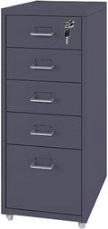 Vertical Filing Cabinet Metal Mobile File Cabinet with Lock and Casters 3/5 /6/8 Drawer Home Office Cabinet for /A4 File (Color : Dark Gray Size : 5 Drawer)