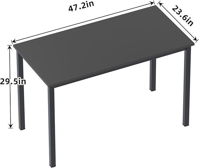 sogesfurniture Computer Desk 47 inches Large Office Desk Computer Table with BIFMA Certification Sturdy Office Desk Writing DeskBlack BHUS-AC3CB-120