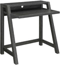 Pemberly Row Two-Tier Home Office Desk 34.5 x 22 x 35 in Gray Wood Finish Manufactured Wood with Woodgrain Melamine Spacious Desktop and Shelving Cable Management Hole Modern/Contemporary Style