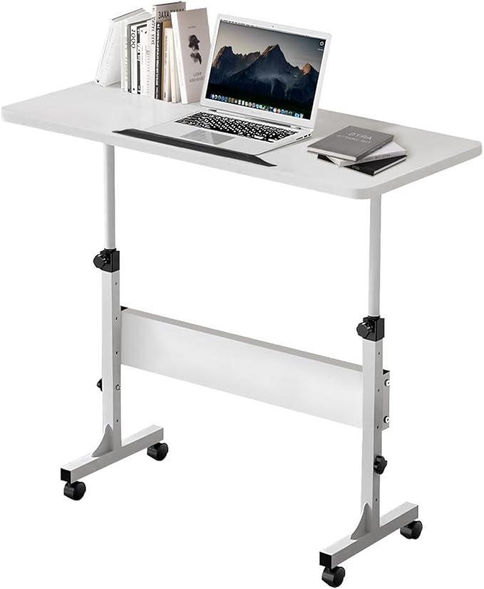 Small Standing Desk Adjustable Height Rolling Computer Desk Portable Laptop Desks with Wheels