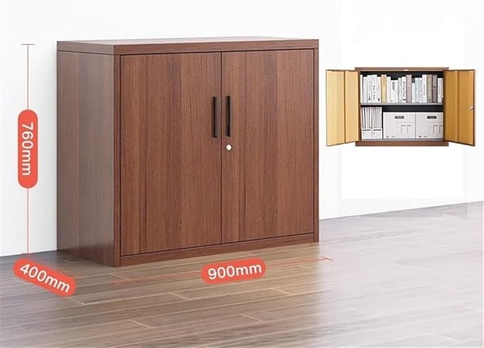 File Cabinets 0.8MM Steel File Cabinet Office Data with Lock Storage Short Imitation Wood Grain Bookcase File Storage Cabinets(Medium)