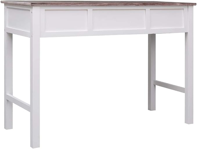 Wooden Writing Desk Modern Simple Home Office Computer Laptop Writing Desk with 2 Drawers and 1 Open Compartment Brown 43.3x17.7x29.9 Wood-84