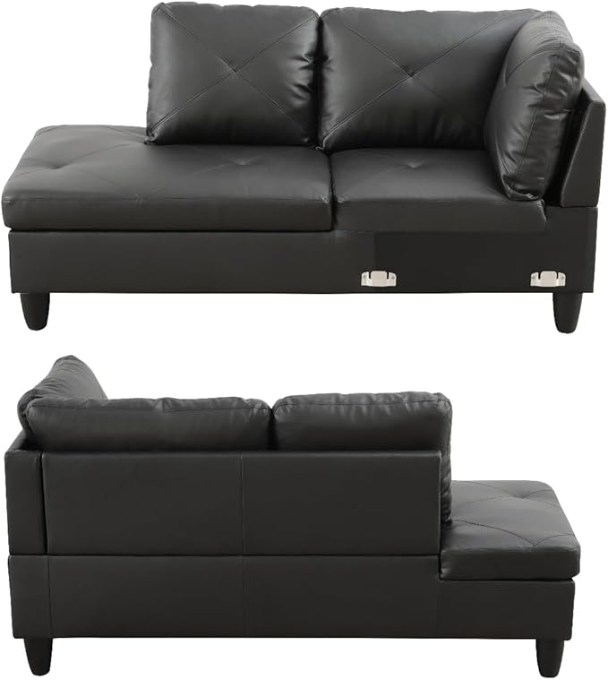L Shape Sectional Couch with Chaise 97 Inch Modular Sofa with Ergonomic Reclined Backrest Sectional Couches for Living Room Cross Hatch Patterns for Office and Small Apartment Black