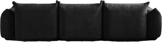 JACH 103 L-Shaped Sectional Couch Minimalist Chenille Modular Sofas Couches Mid-Century Sofa Sectionals with Reversible Chaise Ottoman for Living Room Office Apartment Black