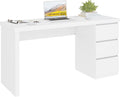 Desk with Drawers White Computer Desk with 3 Drawer Small Space Writing Desk with Drawers for Home Office Modern Simple Design 53.3 Inch