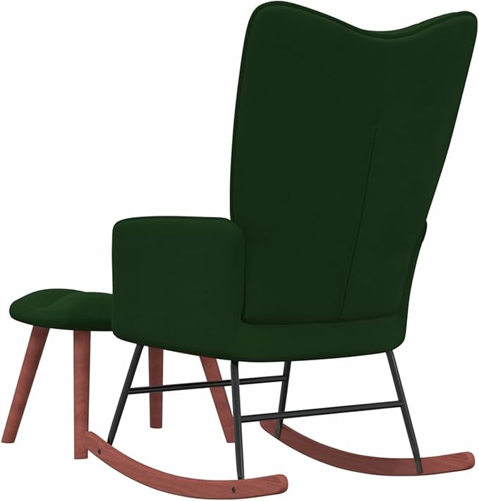 Rocking Chair with Footrest Velvet Dark Green Rocking Chair Breastfeeding Armchairs for Living Room