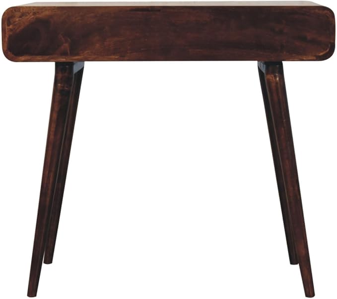 Solid Wood Curved Walnut Writing Desk - Computer Desk for Home Office with Storage