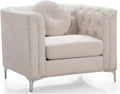 Glory Furniture Pompano Velvet Upholstered Chair in Ivory