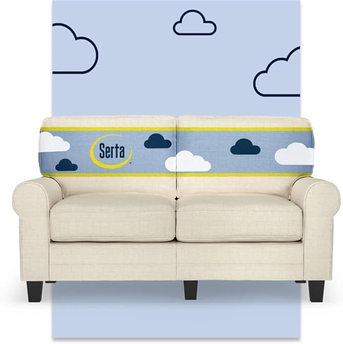 BOWERY HILL 61 Rolled Arm Loveseat Sofa Buttercream Polyester Fabric Compact Space-Saving Design Removable Covers High-Density Foam Cushions Sturdy Solid Wood Ideal for Living Room or Office