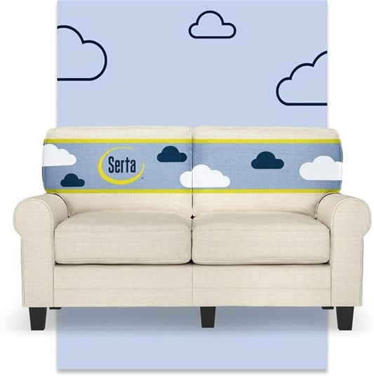 BOWERY HILL 61 Rolled Arm Loveseat Sofa Buttercream Polyester Fabric Compact Space-Saving Design Removable Covers High-Density Foam Cushions Sturdy Solid Wood Ideal for Living Room or Office