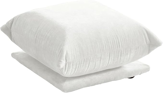 JACH Mid-Century Modern Ottoman Comfy Chenille Sofa Footrest Couch with Thick Cushion 26 Foot Stool Furniture for Small Spaces Living Room Bedroom Office Apartment White