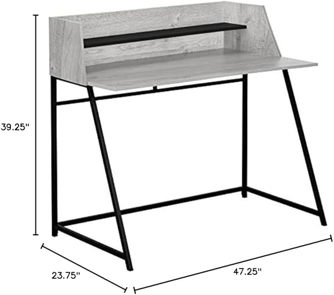 Monarch Specialties I 7551 Computer Desk Home Office Laptop Storage Shelves 48 L Work Metal Laminate Grey Black Contemporary Modern
