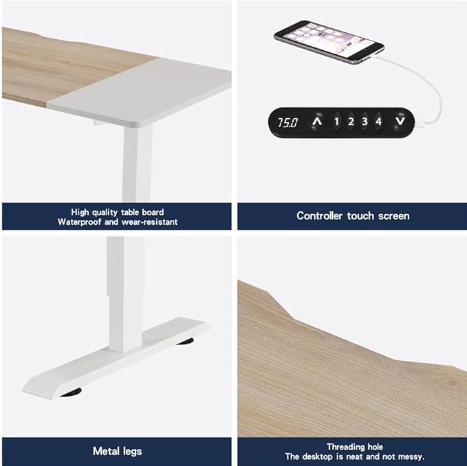 55 Inch Electric Standing Desk Height Adjustable Computer Gaming Desks for Home Office Bedroom Craft Study Table and Work Standing DesksOakNatural
