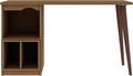 Manhattan Comfort Hampton 53.54 Home Office Desk with 3 Cubby Spaces and Solid Wood Legs in Maple Cream