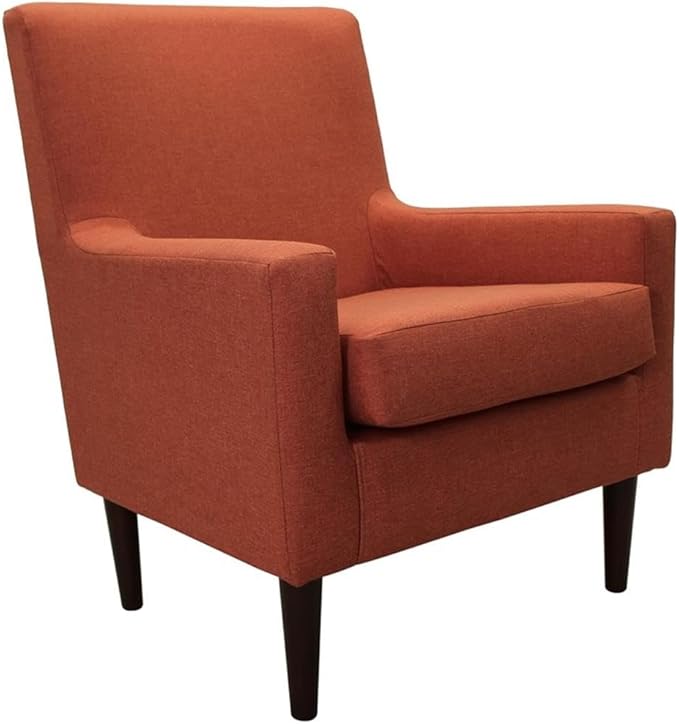 Pemberly Row Traditional Fabric Arm Chair 35 H x 28 W x 30 D Mango Orange Finish Padded Seat Durable Construction Classic Style Accent Chair for Living Room or Bedroom