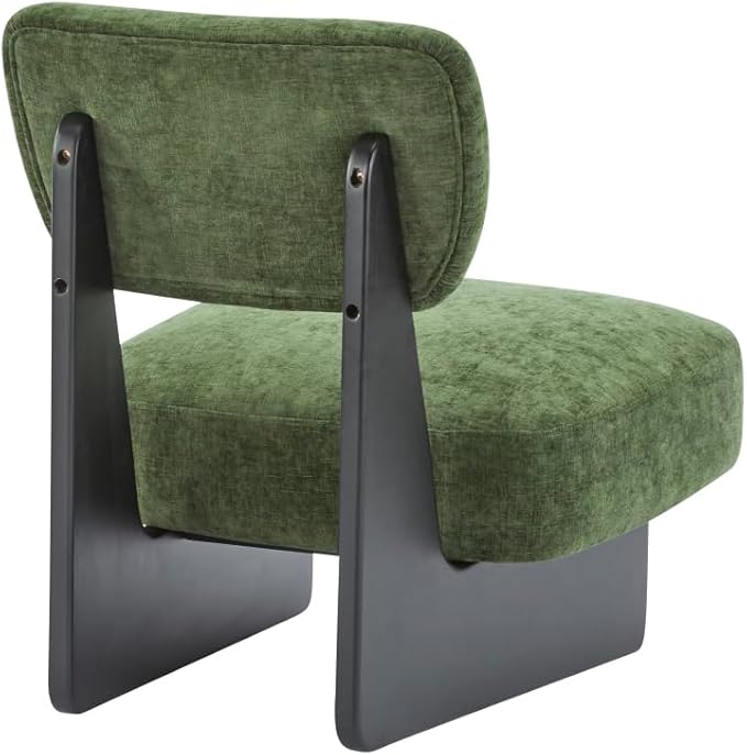 [Set of 2] Modern Beige Lounge Chair with Polyester Upholstery Sturdy Black Wood Base Stylish and Comfortable Accent Seating for Living Room (Black+Green + Polyester + Solid Wood)