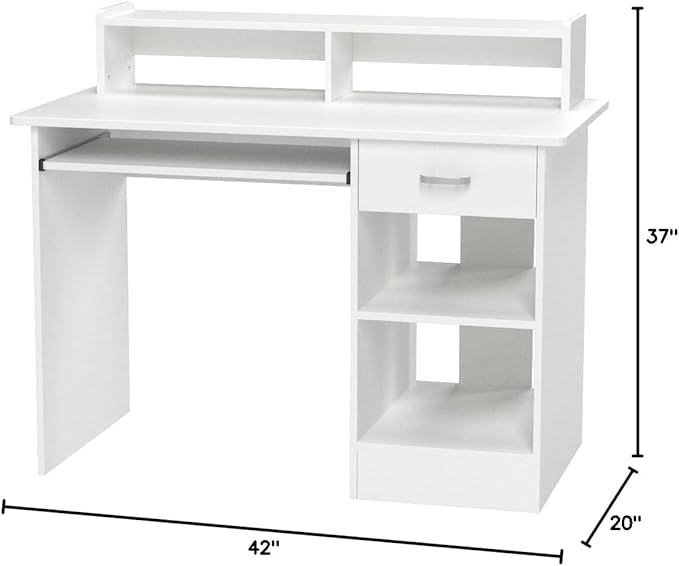Best Choice Products Commercial Home Computer Laptop Work Station Desk Table w/Removable Shelf Divider Open Back for Home College Office - White