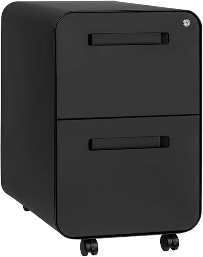 Mobile File Cabinet 2 Drawer Mobile File Cabinet with Lock - Under Desk Metal Filing Cabinet Legal/Letter File Folders Wheels and Stati