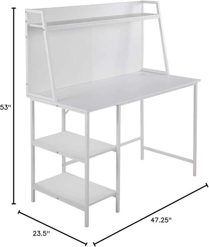 LumiSource Geo Shelf Desk Home Office Desk Computer Desk with Storage Small Desk for Bedroom Gaming Desk Contemporary Desk