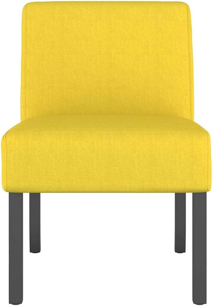 vidaXL Modern Slipper Chair with Supportive Backrest Light Yellow Fabric Upholstery Solid Wood Legs Stylish Living Room Furniture Cushioned Seat