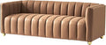 Direct Glam Fabric Upholstered Solid Wood Frame 82.7 Art Deco Sofa for Living Room Office Sophisticated 3 Seater Couch Brown