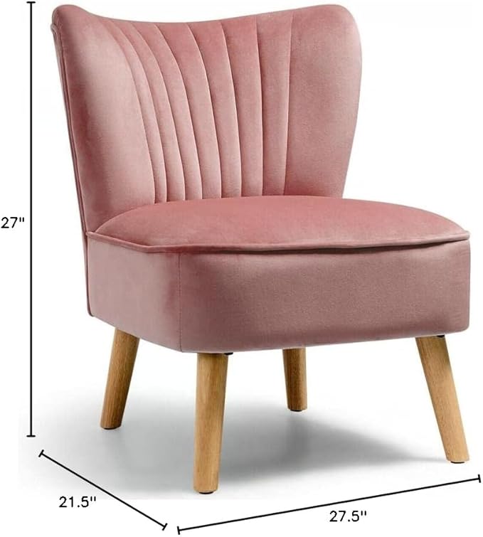 Nightcore Velvet Accent Chair Set Leisure Single Club Chair Set with Footrest Modern Tufted Upholstered Chair Set with Unique Velvet Upholstery for Living Reading Room Bedroom (Pink)