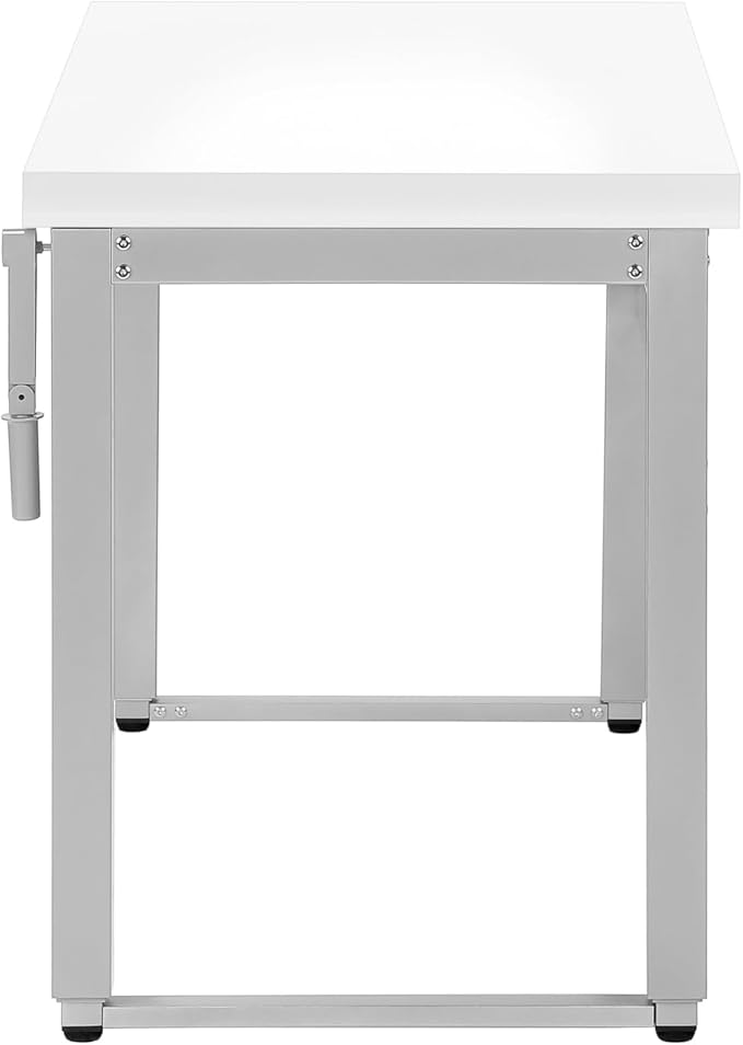 White Laminate &amp Grey Metal Adjustable Standing Desk 48 L Modern Computer Desk for Home Office &amp Work