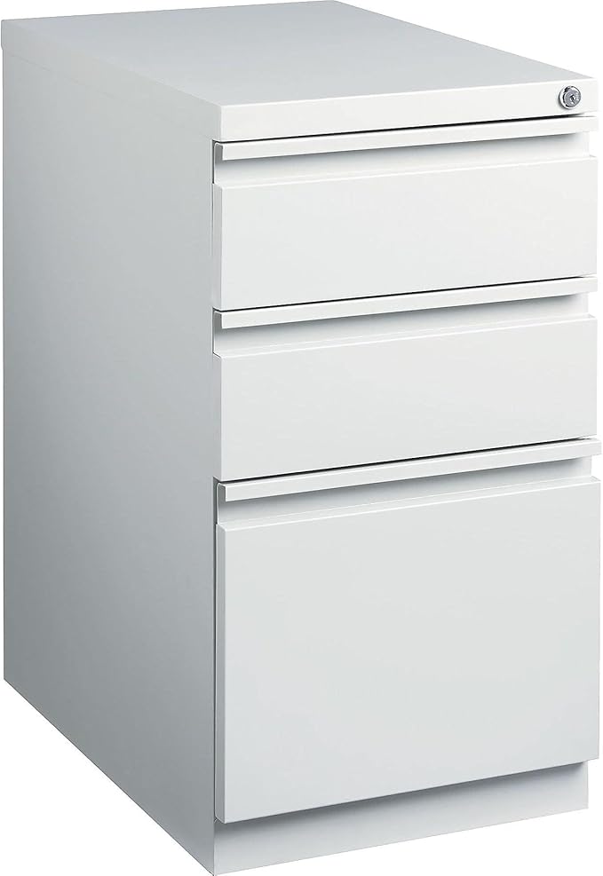 STAPLES 3-Drawer Vertical File Cabinet Letter Size Documents Lockable &amp Mobile 23 D x 15 W x 27.75 H Light Gray