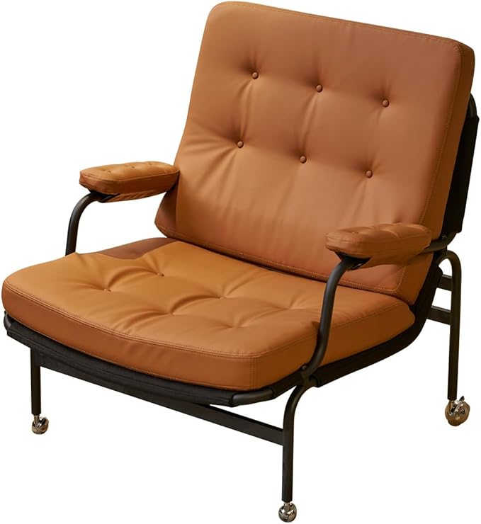 Bonded Leather Armchair Modern Accent Chair High Back Living Room Chairs with Metal Legs and Soft Padded Sofa Chairs for Home OfficeBedroomDining Room (Brown 1pc)