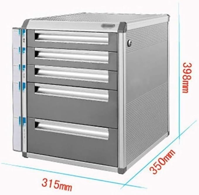 File Cabinet Desktop Data Storage Box Locking Cabinet Drawer Organizer Five Storage Boxes (Silver)