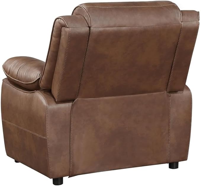 Pemberly Row Faux Leather Upholstered Accent Chair Dark Brown 40.5 H x 39.75 W x 39 D Pillowtop Arms Pocket Coil Seating Foam Cushions Stationary Design for Living Room or Master Suite Use