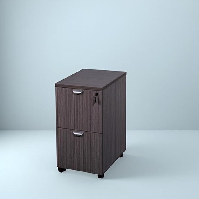 Office Products Driftwood Mobile Pedestal File Cabinet Modern Storage Solution with Lockable Drawers Compact Filing Drawers for Workspace Organization