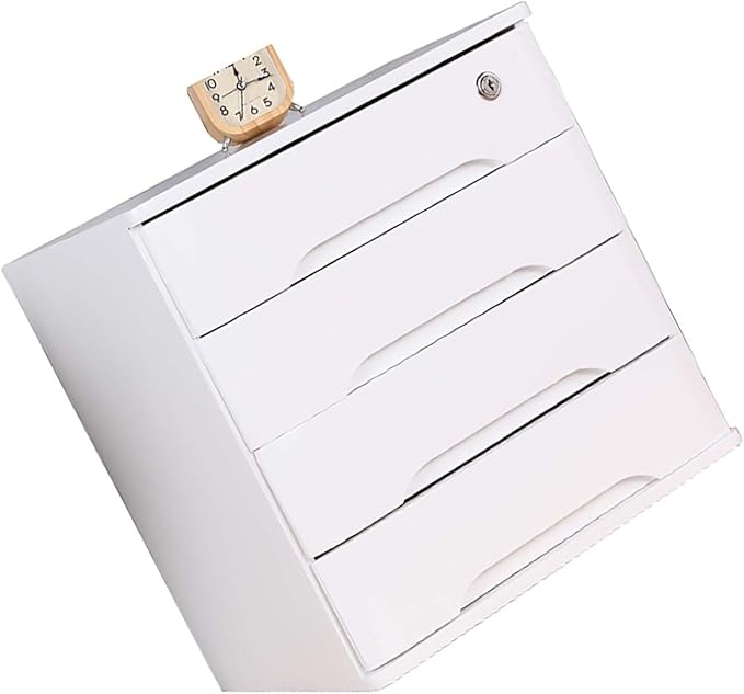 Wooden Desktop File Cabinet Organizer with Drawers for Monitor Stand and Printer Platform