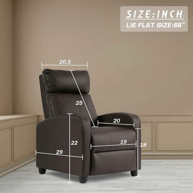 Recliner Chair Massage Chair Reclining Chair Sofa Lounge Chair Living Room Chair with Footrest PU Leather Reading Chair Lounge Chair for Home Room Brown
