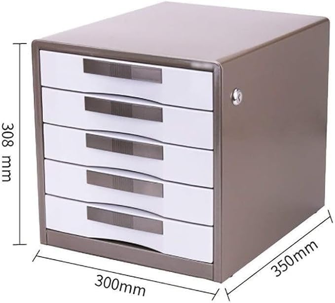 File Cabinet Data Storage Cabinet Metal Shell Drawer Cabinet with Lock Office Supplies (Brown One Size)