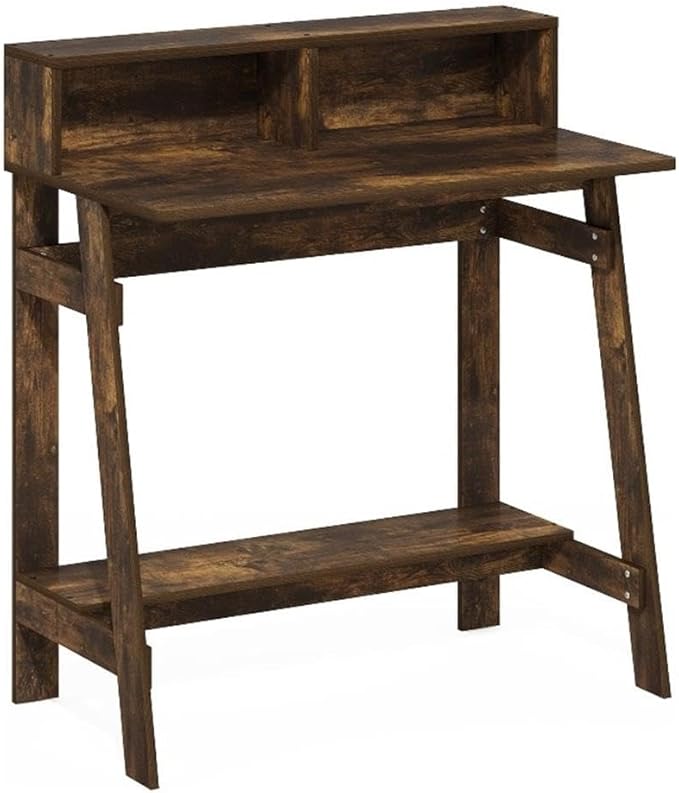 Pemberly Row A-Frame Computer Desk 31.6 x 17.9 x 35.5 in Amber Pine Particle Board Built-in Desk Hutch Contemporary Industrial Style Compact Study Desk for Home Office or Bedroom