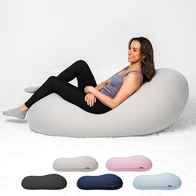 The Moon Pod Bean Bag Chair - Large Modern Beanbag for Adults Kids and Teens. Washable Stretch Cover Filled with Thousands of High Density Micro-Beads (Light Gray).