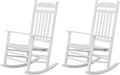 Patio Rocking Chairs Furniture White Wooden Outdoor Rockers Set of 2 Porch for Audlt Indoor Outside Balcony Garden Backyard Lawn Bistro and Lounge