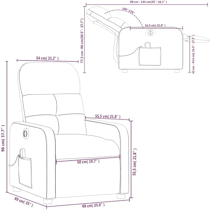 vidaXL Dark Gray Fabric Electric Massage Recliner Chair - Motorized Reclining Armchair with Vibration Massage Comfortable Seating and Sturdy Frame