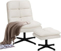 COLAMY Beige Swivel Accent Chair with Ottoman Modern Velvet Lounge Chair with 360° Rotation &amp Criss-Cross Legs Cozy Reading Chair for Bedroom &amp Living Room